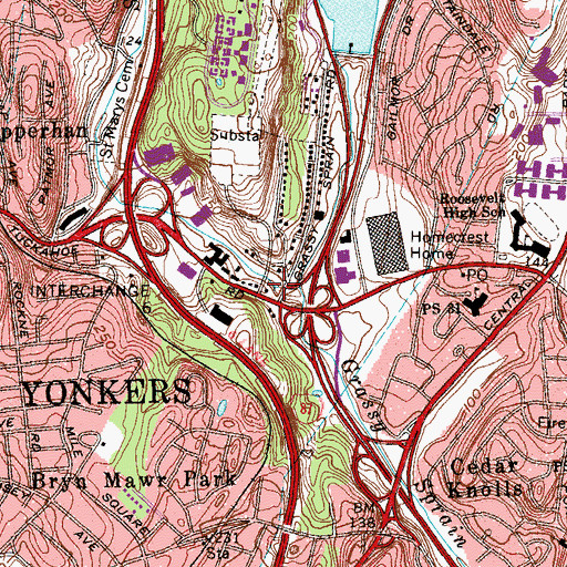 Topographic Map of Sprain Brook, NY