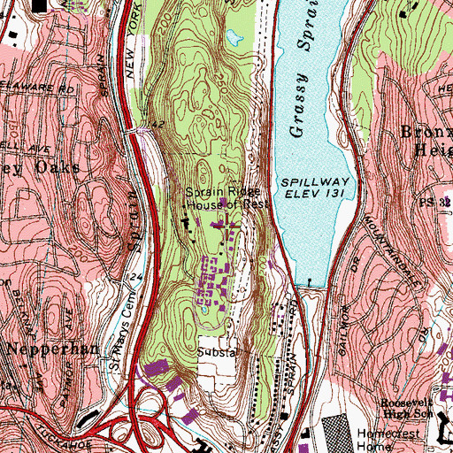Topographic Map of Sprain Ridge House of Rest, NY