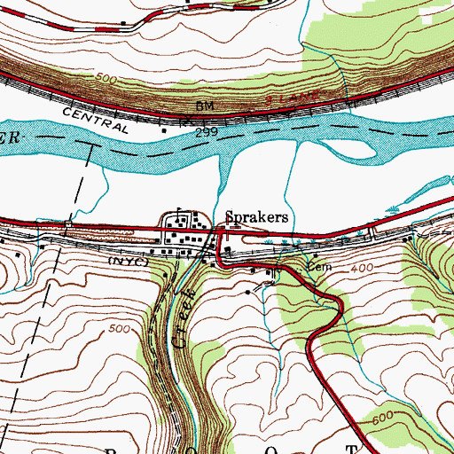 Topographic Map of Sprakers, NY