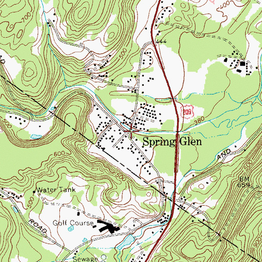 Topographic Map of Spring Glen, NY