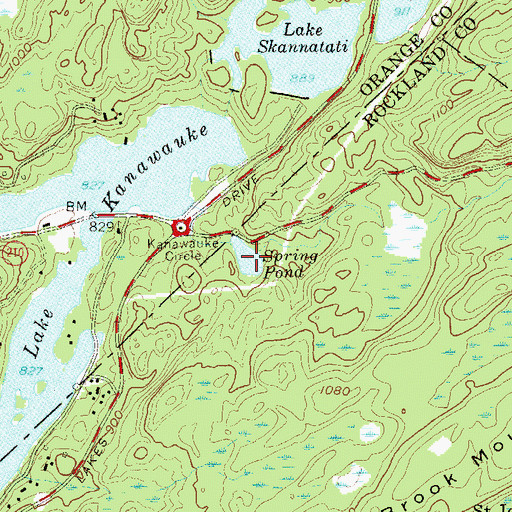 Topographic Map of Spring Pond, NY