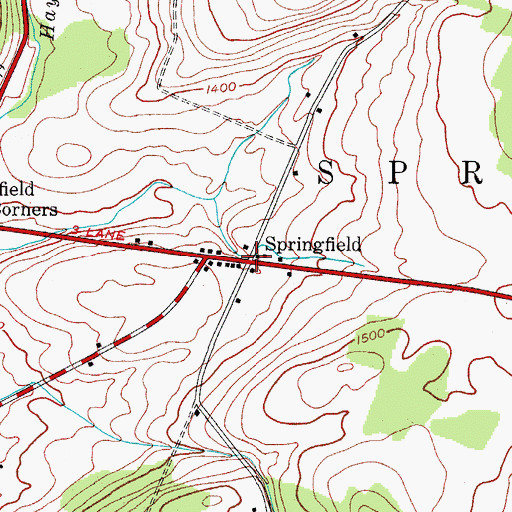 Topographic Map of Springfield, NY