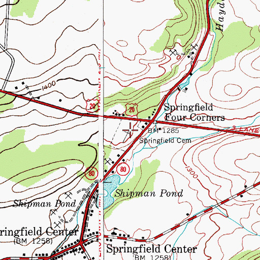 Topographic Map of Springfield Cemetery, NY