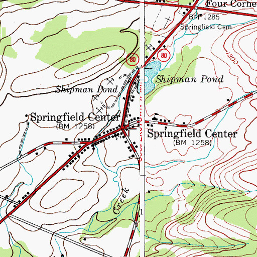 Topographic Map of Springfield Center, NY