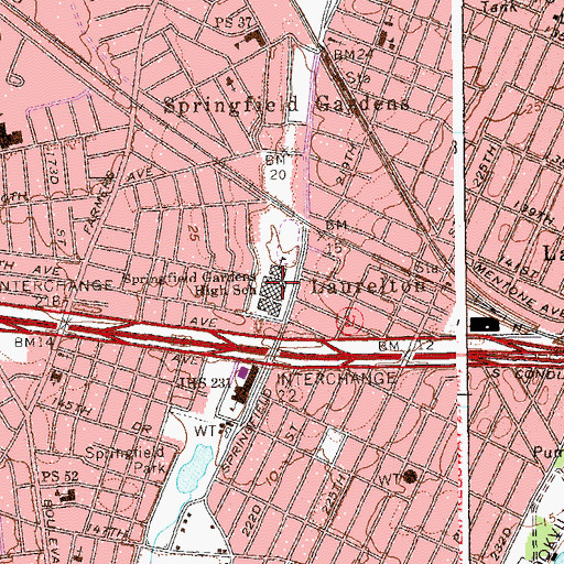 Topographic Map of Springfield Gardens High School (historical), NY