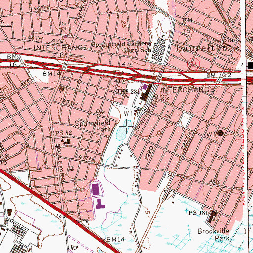 Topographic Map of Springfield Park, NY