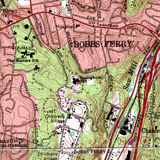 Topographic Map of Springhurst Elementary School, NY