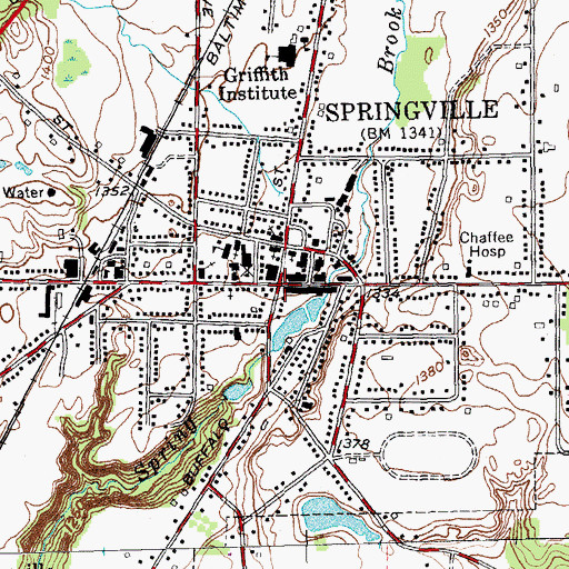 Topographic Map of Springville, NY