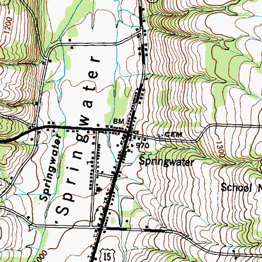 Topographic Map of Springwater, NY