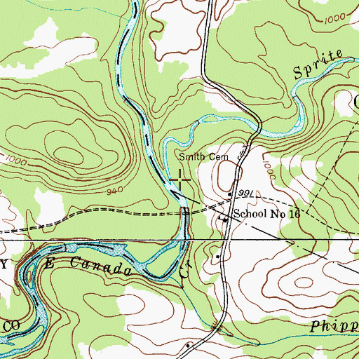 Topographic Map of Sprite Creek, NY