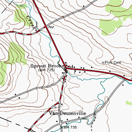 Topographic Map of Sprout Brook, NY