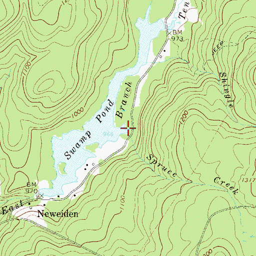 Topographic Map of Spruce Creek, NY