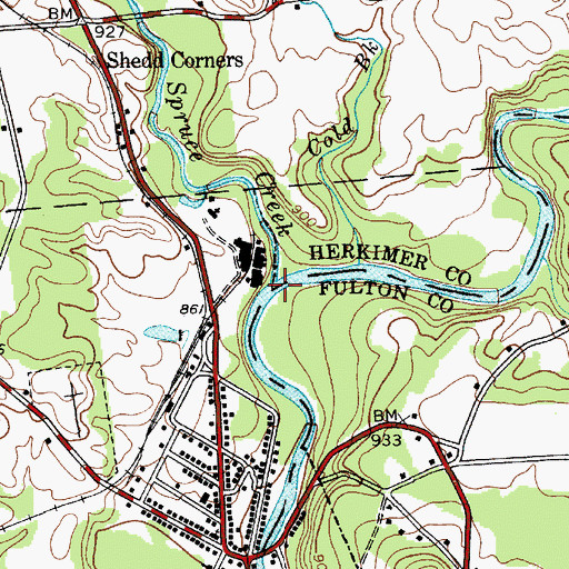 Topographic Map of Spruce Creek, NY