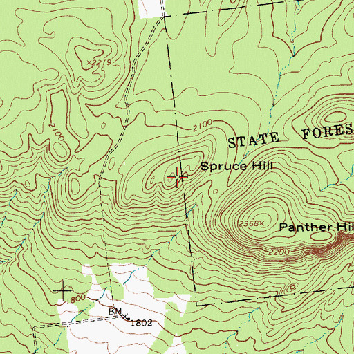 Topographic Map of Spruce Hill, NY