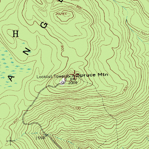 Topographic Map of Spruce Mountain, NY