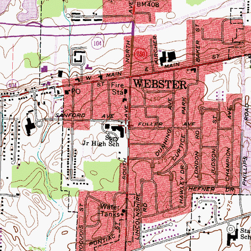Topographic Map of Spry Middle School, NY