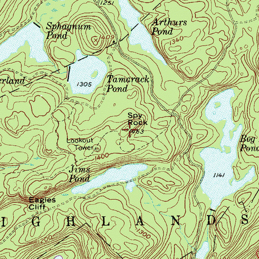 Topographic Map of Spy Rock, NY