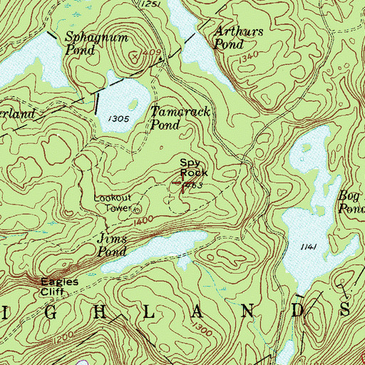 Topographic Map of Spy Rock, NY