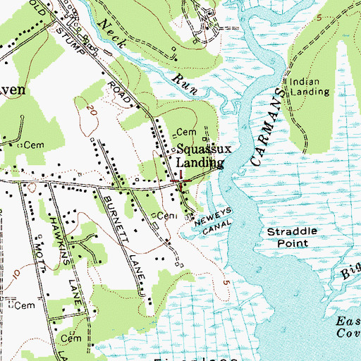 Topographic Map of Squassux Landing, NY
