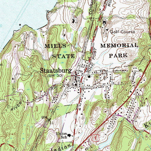Topographic Map of Staatsburg, NY