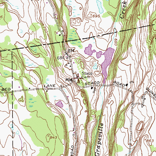 Topographic Map of Staco Cemetery, NY