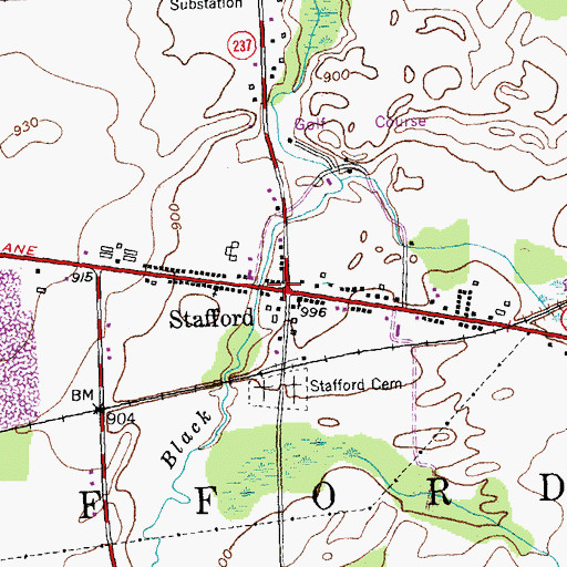 Topographic Map of Stafford, NY