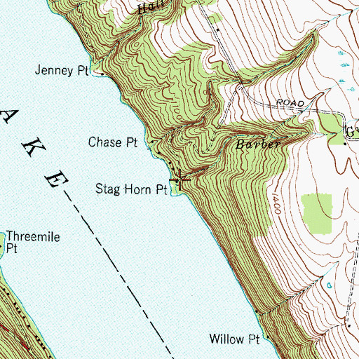 Topographic Map of Stag Horn Point, NY