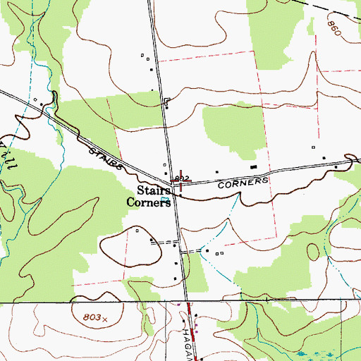 Topographic Map of Stairs Corners, NY