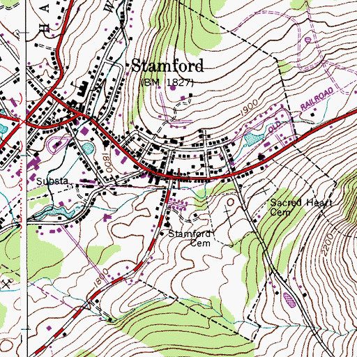 Topographic Map of Stamford, NY