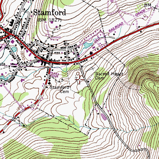 Topographic Map of Stamford Cemetery, NY