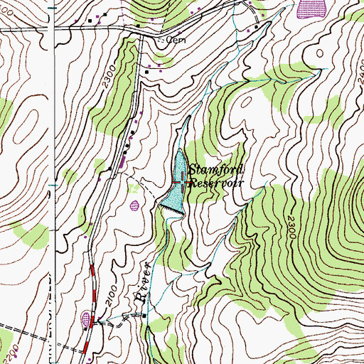 Topographic Map of Stamford Reservoir, NY