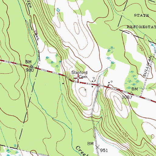 Topographic Map of Stanford Cemetery, NY