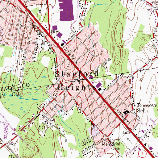 Topographic Map of Stanford Heights, NY