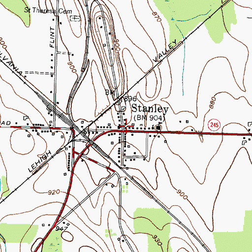 Topographic Map of Stanley, NY