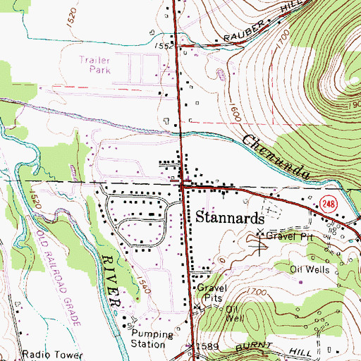 Topographic Map of Stannards, NY