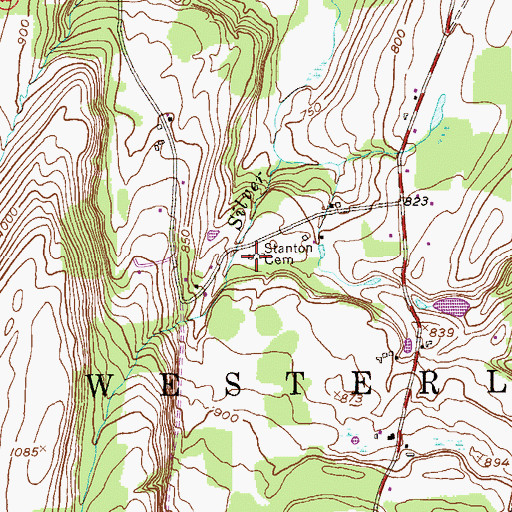 Topographic Map of Stanton Cemetery, NY