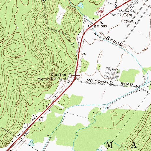 Topographic Map of Chester Stanton Memorial Cemetery, NY
