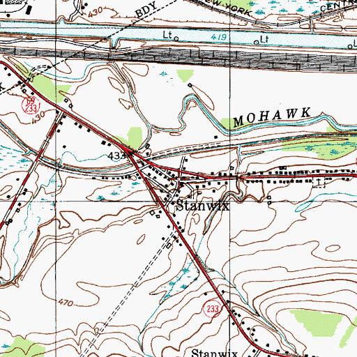 Topographic Map of Stanwix, NY