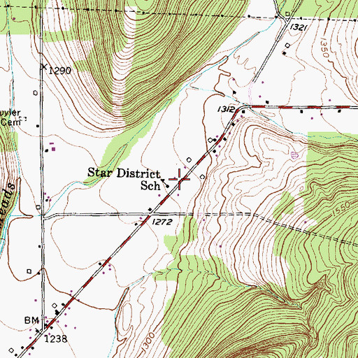 Topographic Map of Star District School (historical), NY