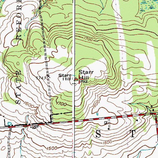 Topographic Map of Starr Hill, NY