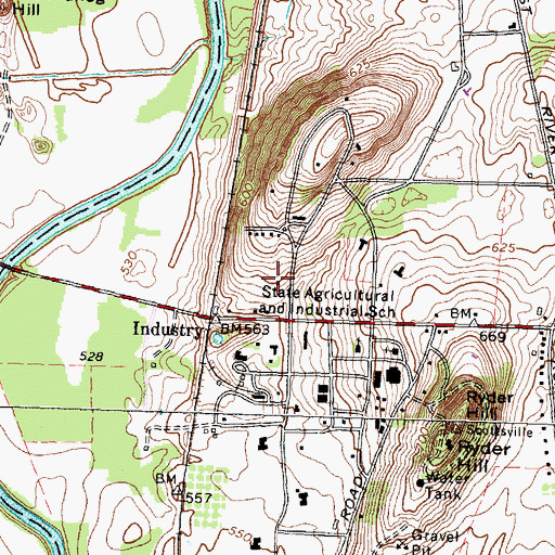 Topographic Map of State Agricultural and Industrial School, NY