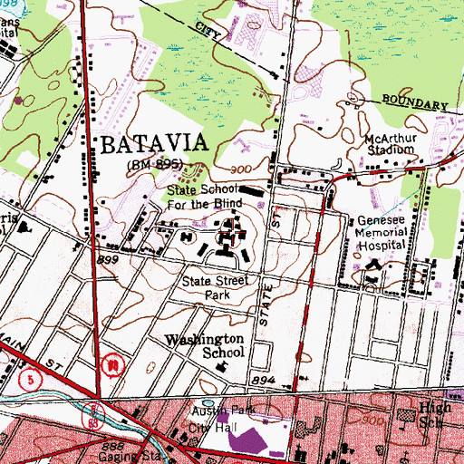 Topographic Map of New York State School for the Blind, NY