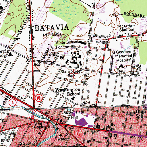 Topographic Map of State Street Park, NY