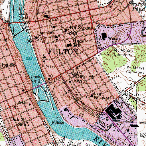 Topographic Map of State Street School, NY