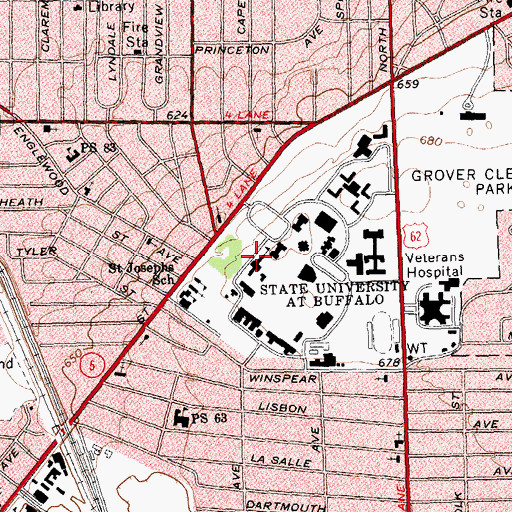 Topographic Map of State University at Buffalo, NY