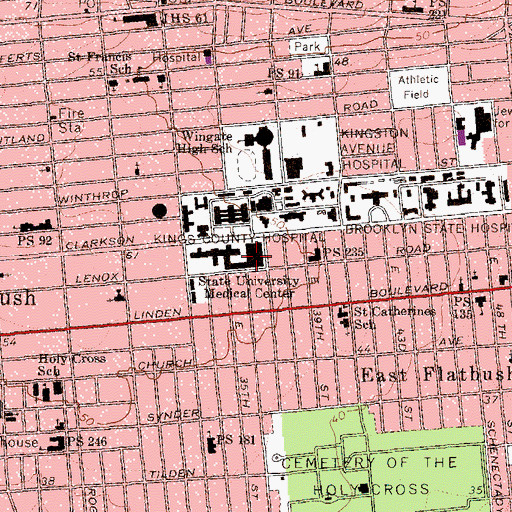 Topographic Map of State University of New York Downstate Medical Center, NY