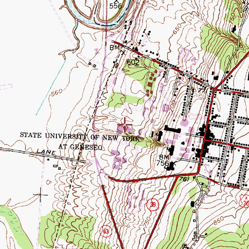Topographic Map of State University of New York at Geneseo, NY