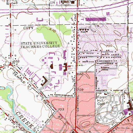 Topographic Map of State University of New York at Fredonia, NY