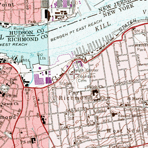 Topographic Map of Staten Cemetery, NY