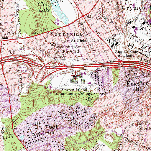 Topographic Map of Staten Island Community College (historical), NY